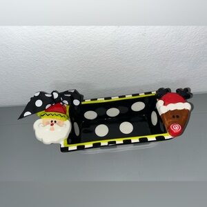 Mud Pie North Pole Mini Baker 2012 Ceramic Christmas Loaf Pan Santa Reindeer